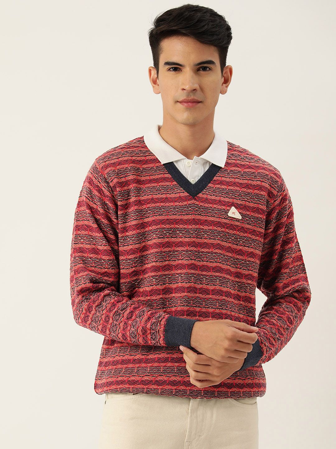 Monte Carlo Men Self Design Woollen Pullover