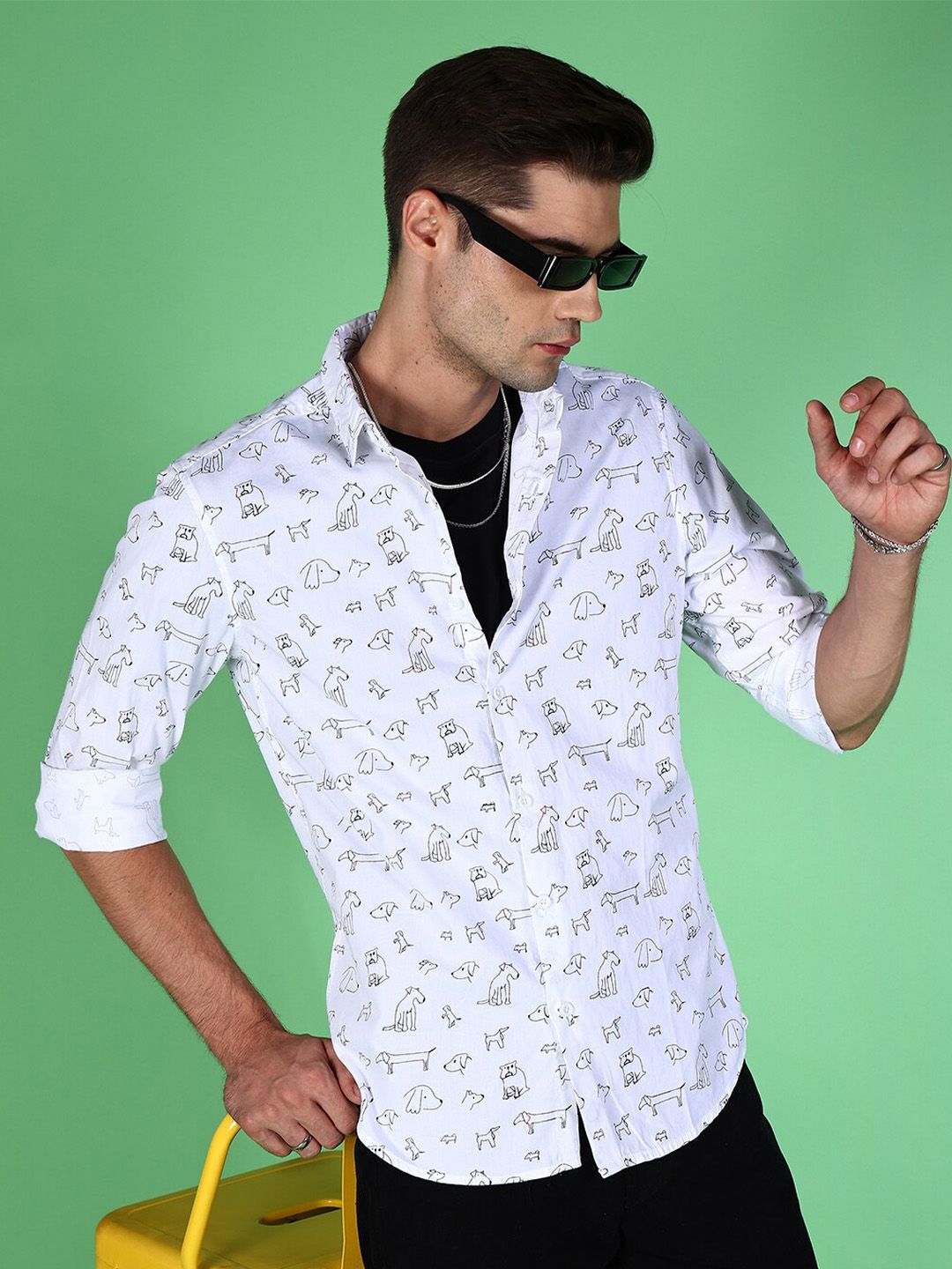 The Indian Garage Co Conversational Printed Slim Fit Casual Shirt