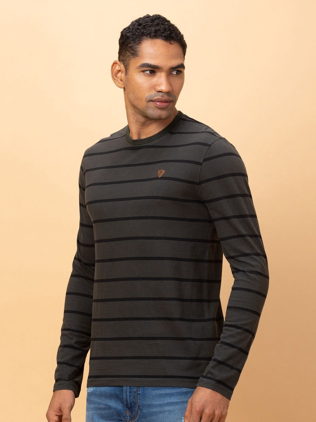 Being Human Men Striped Applique T-shirt