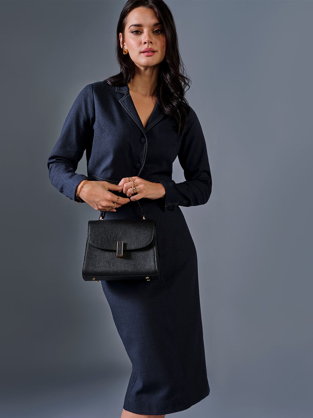 AND Women Solid A-Line Dress