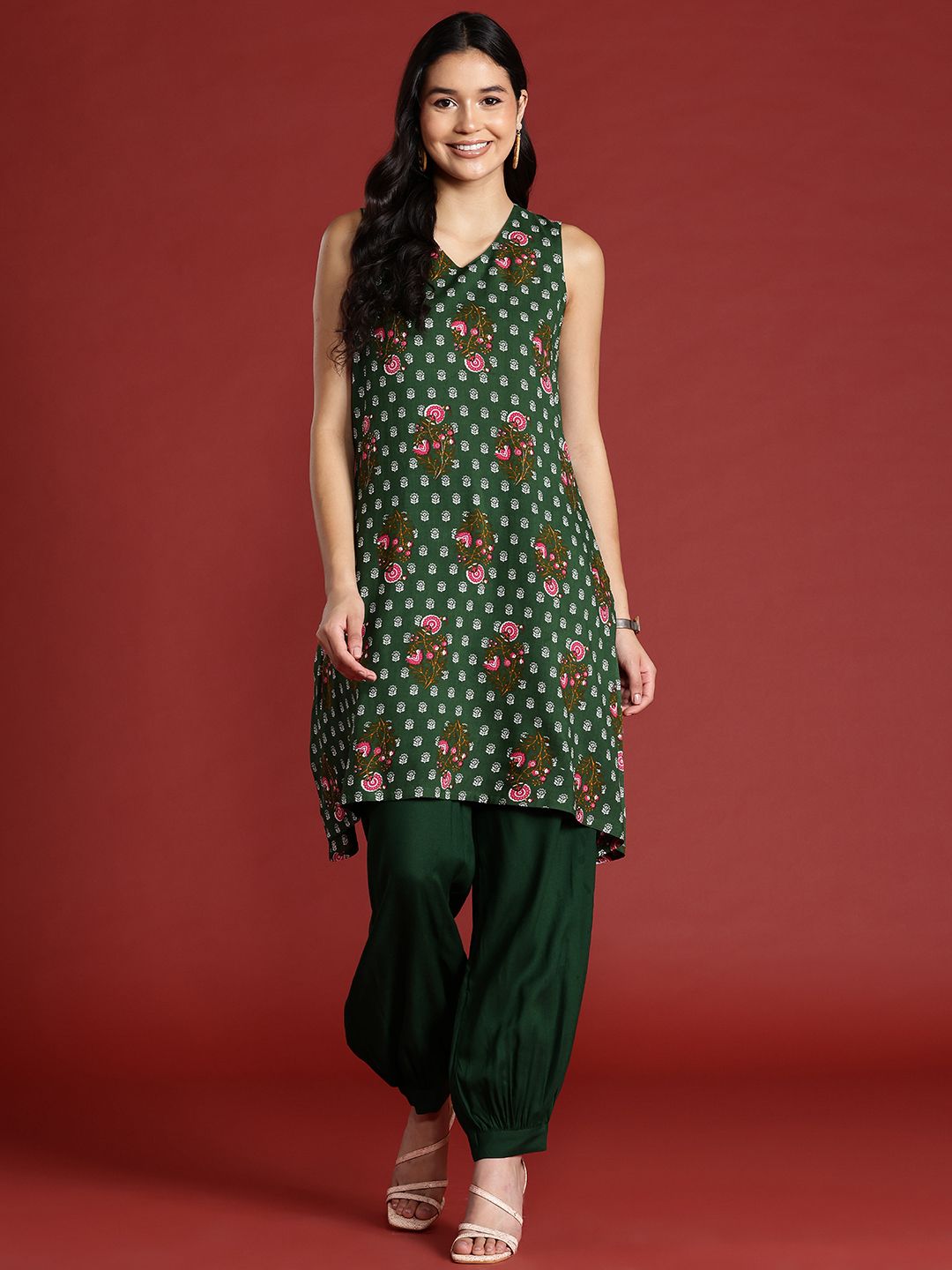 Anouk Floral Printed Kurta with Salwar