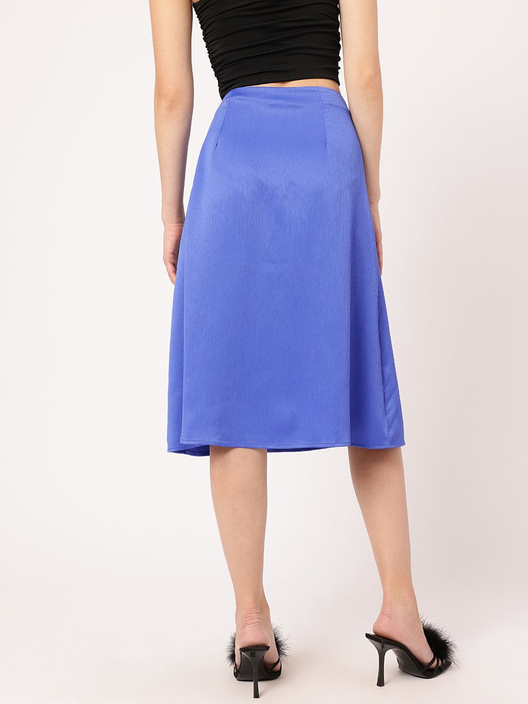 DressBerry Women Slit Edge Crinkle Flair A-line Skirt