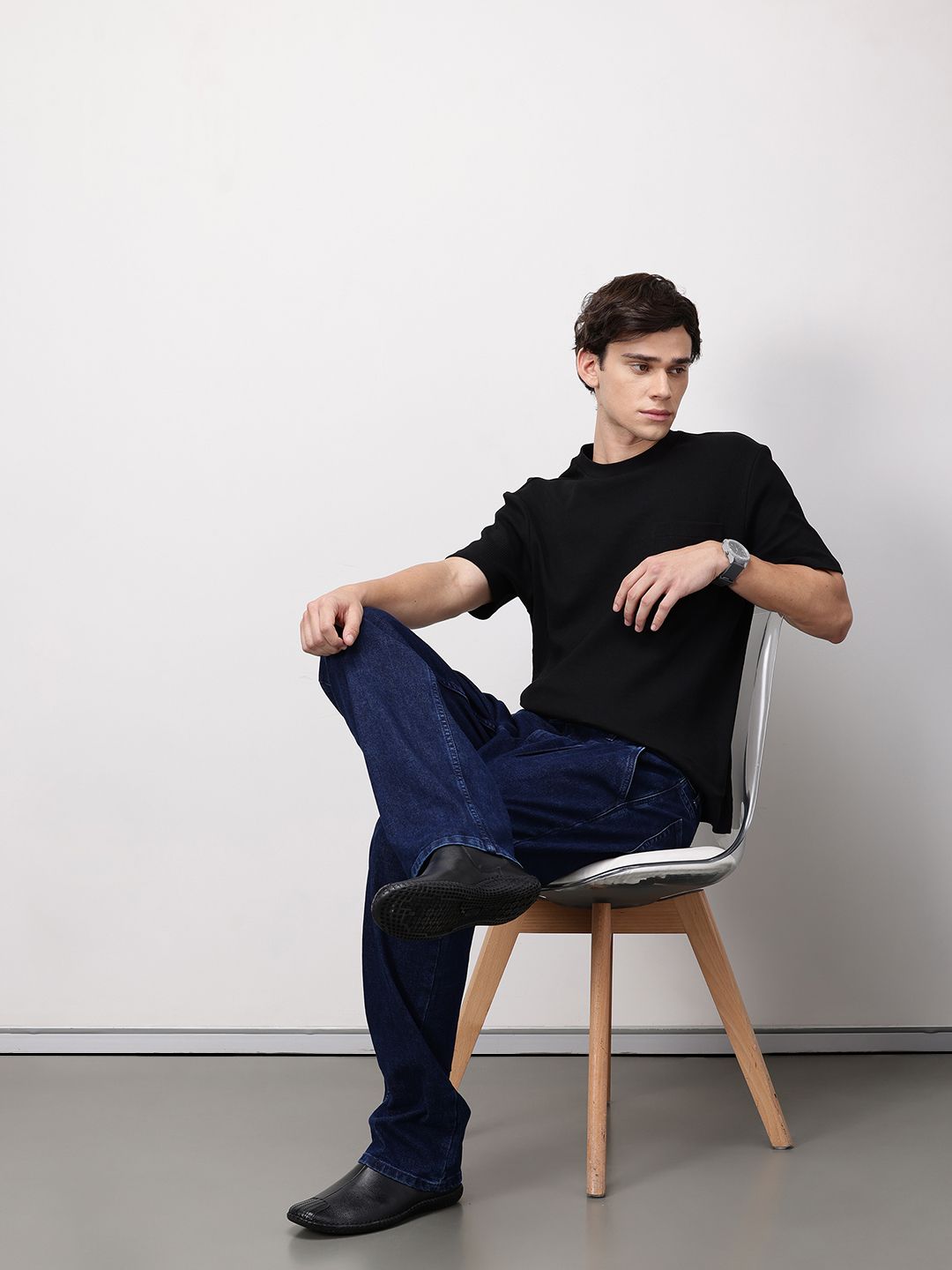 ether Grower Men Round Neck Ribbed Organic Cotton Comfort Fit T-shirt