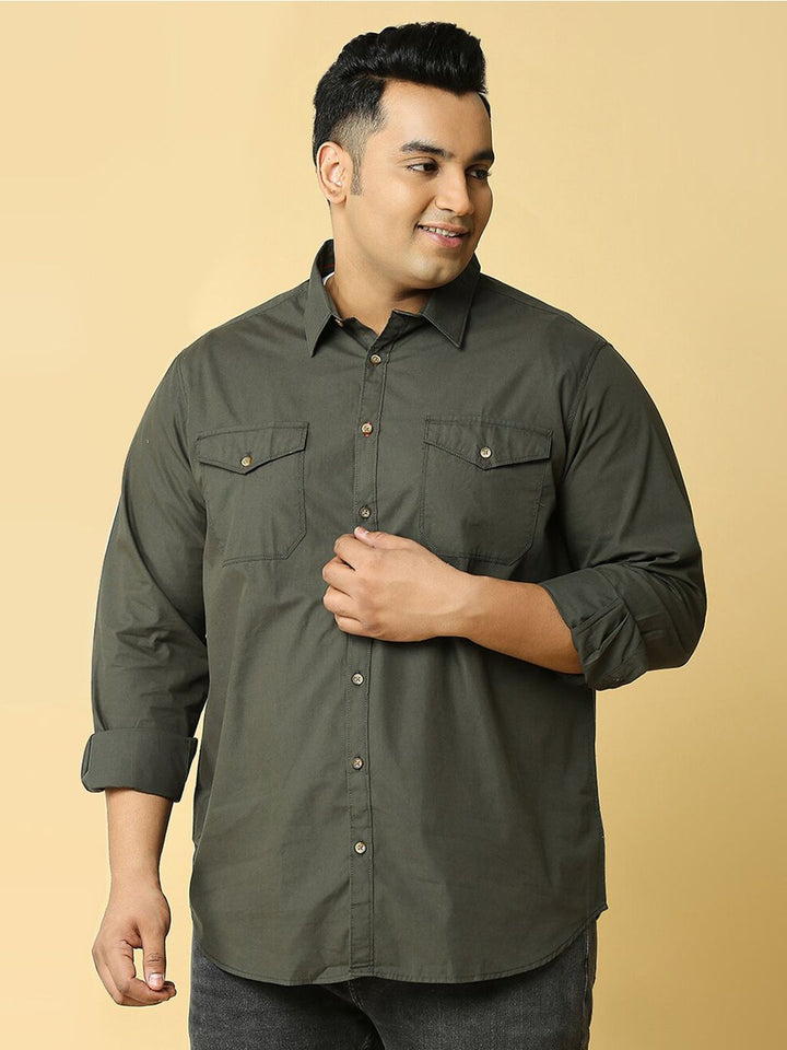Thomas Scott Plus Size Cotton Premium Slim Fit Opaque Casual Shirt