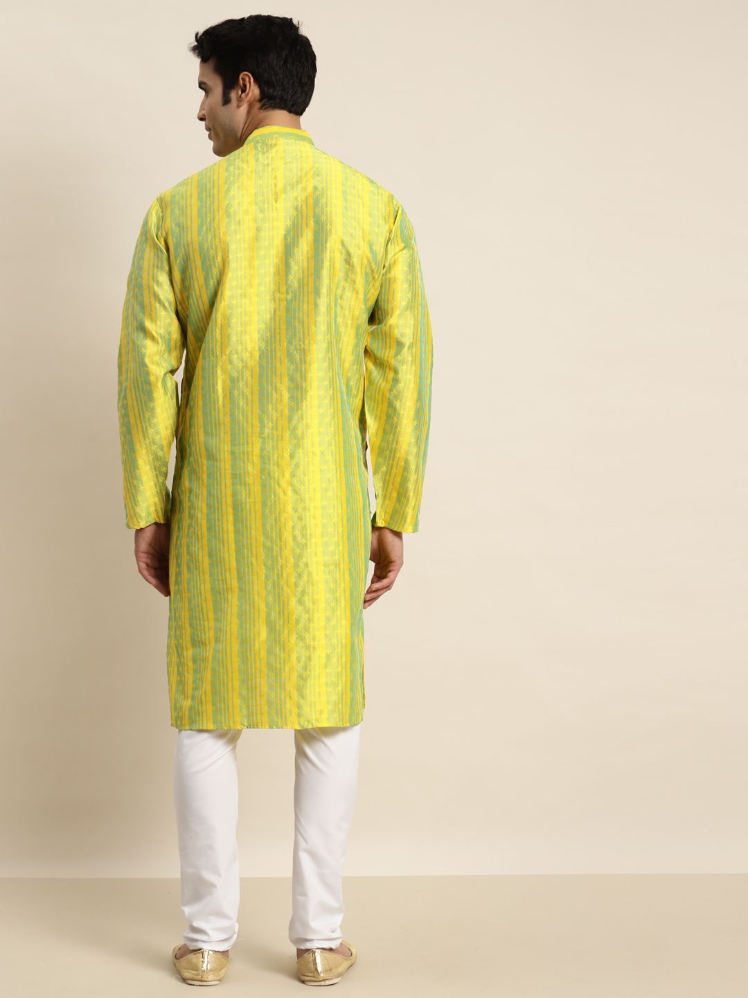 SOJANYA Lelaki Sutera Blend Motif Etnik Sulam Kurta