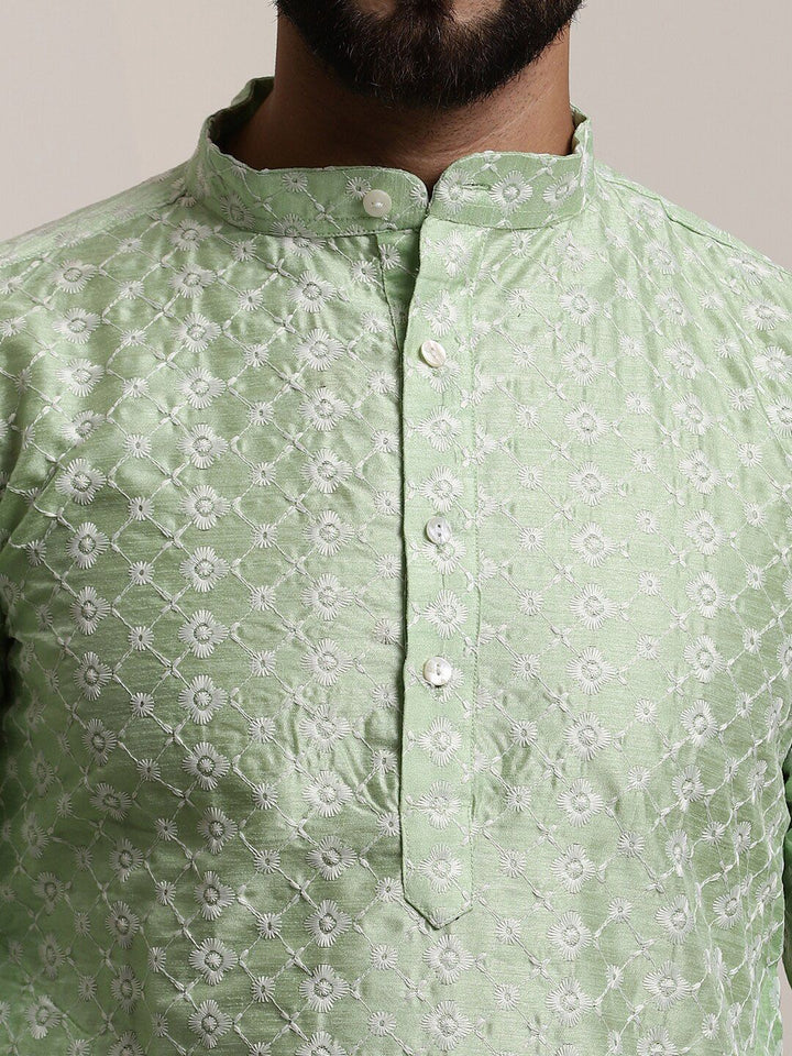 SOJANYA Benang Sulam Etnik Bekerja Kurta Lurus