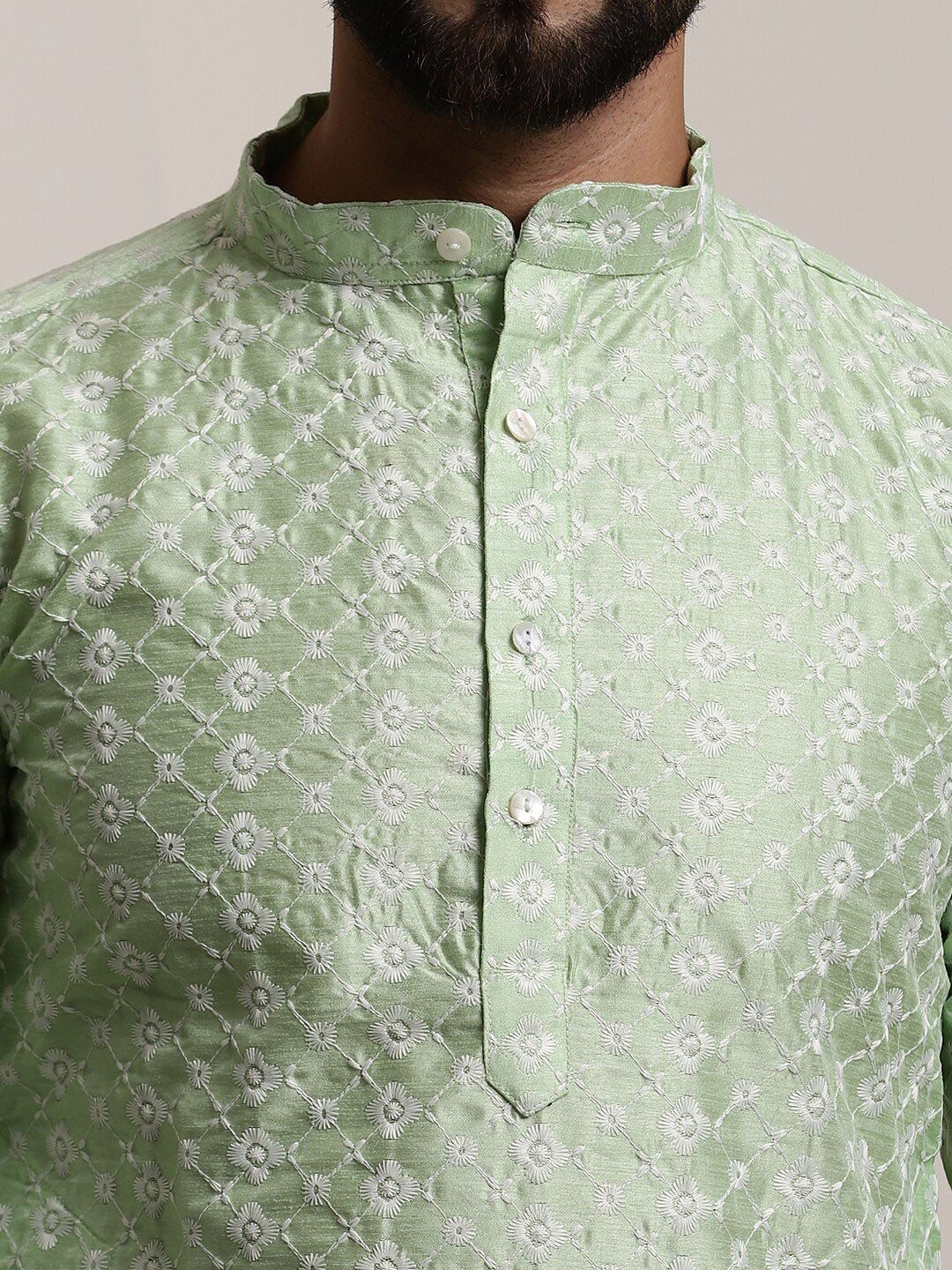 SOJANYA Benang Sulam Etnik Bekerja Kurta Lurus