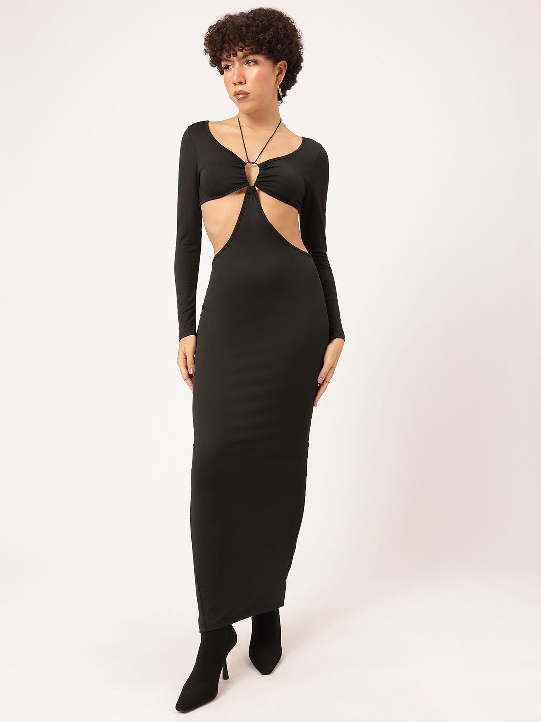 DressBerry Cut-Out Chic Halter Neck Bodycon Maxi Dress