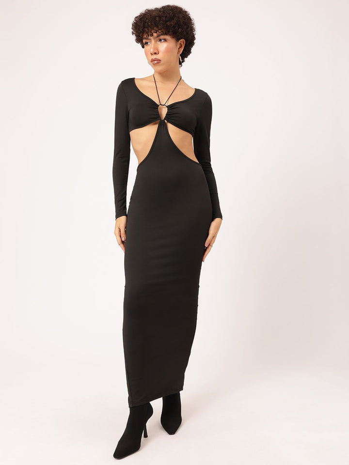 DressBerry Cut-Out Chic Halter Neck Bodycon Maxi Dress