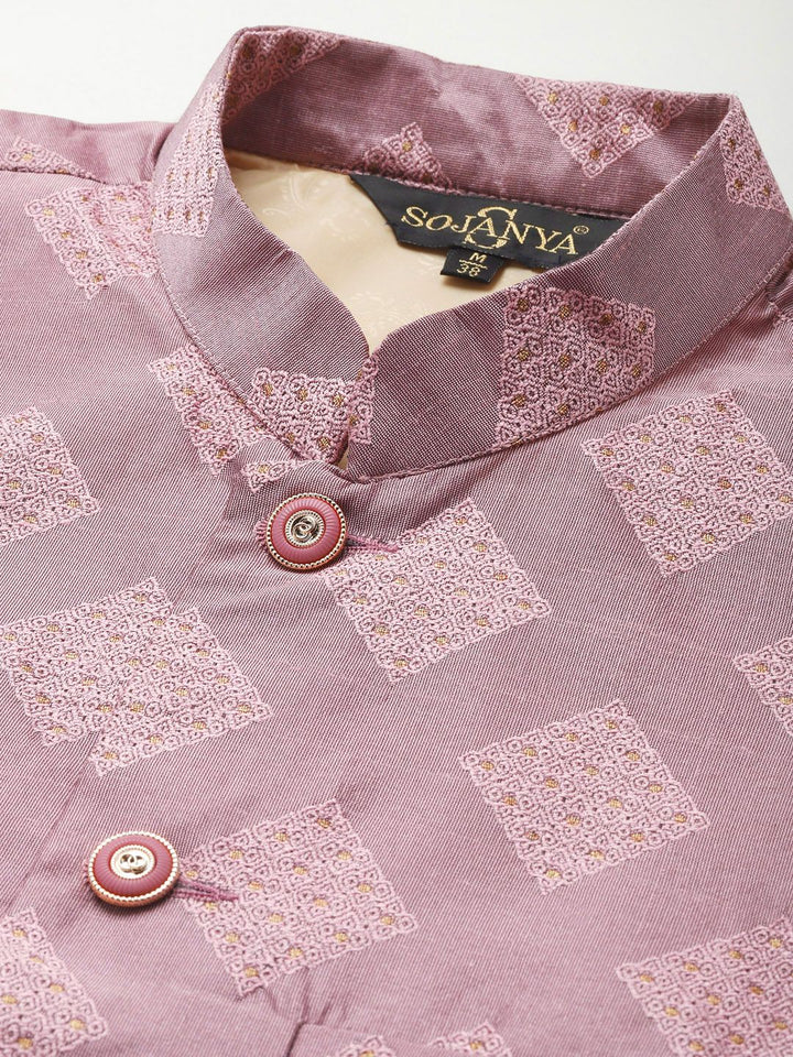 SOJANYA Men Off White Motif Etnik Kurta dengan Churidar