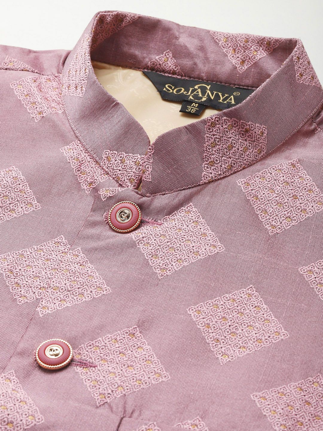 SOJANYA Men Off White Motif Etnik Kurta dengan Churidar