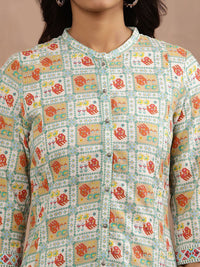 W Ethnic Motifs Printed Mandarin Collar A-Line Kurta With Legging