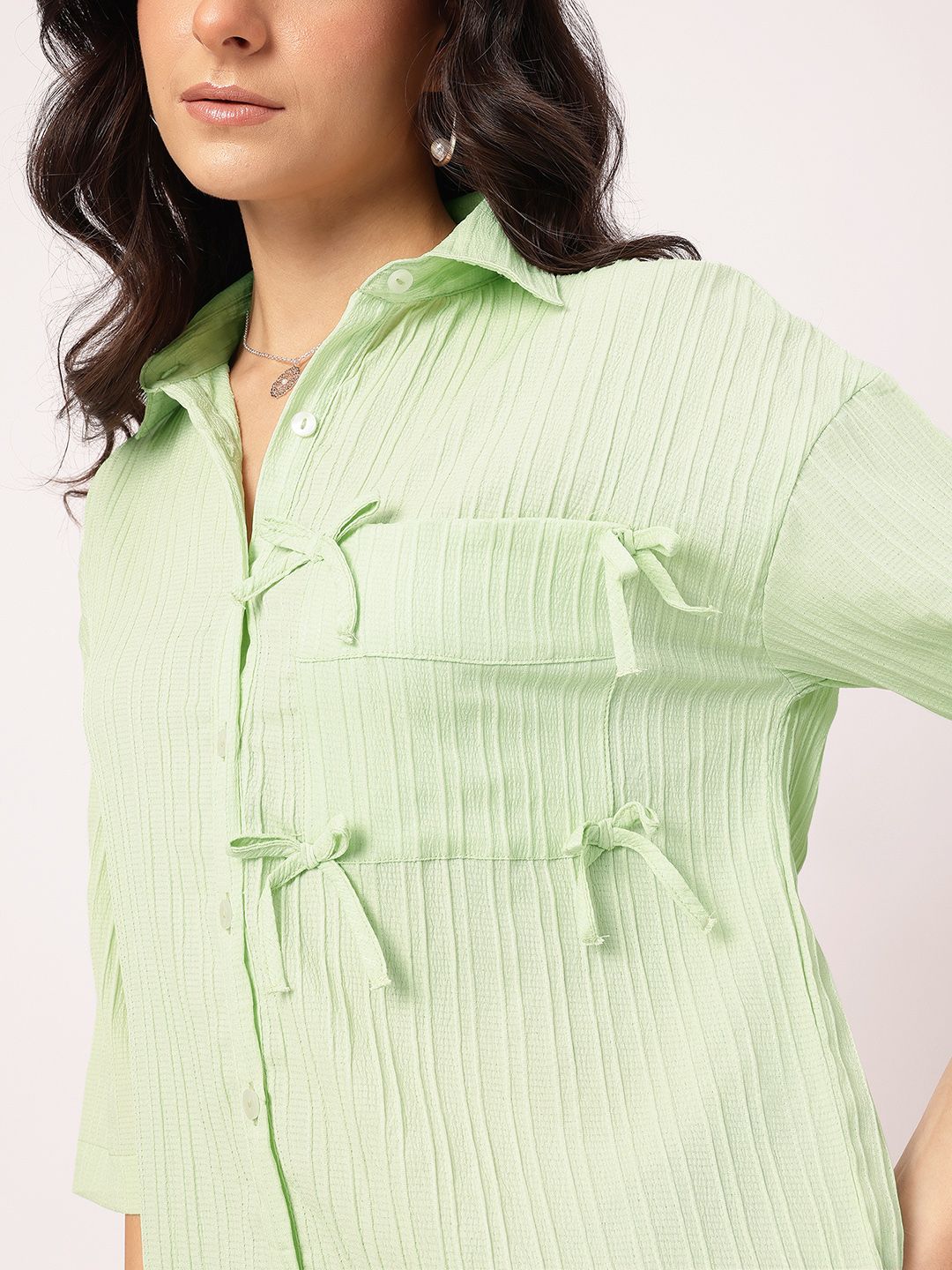 DressBerry Alluring Innocence Rippled Stripes Shirt