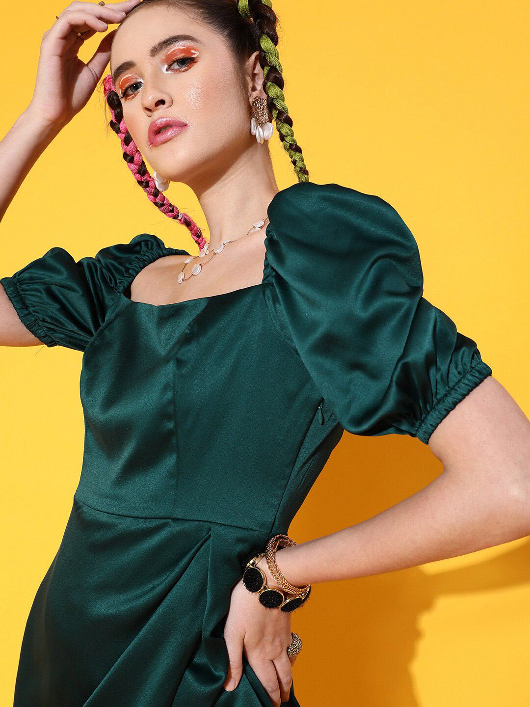 STREET 9 Women Gorgeous Green Solid Dress