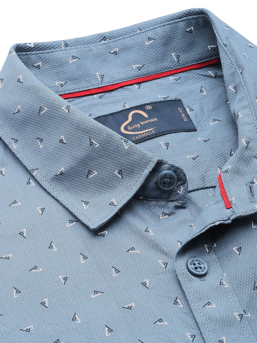 Being Human Spread Collar Geometric Printed Cotton Slim Fit Casual Shirt