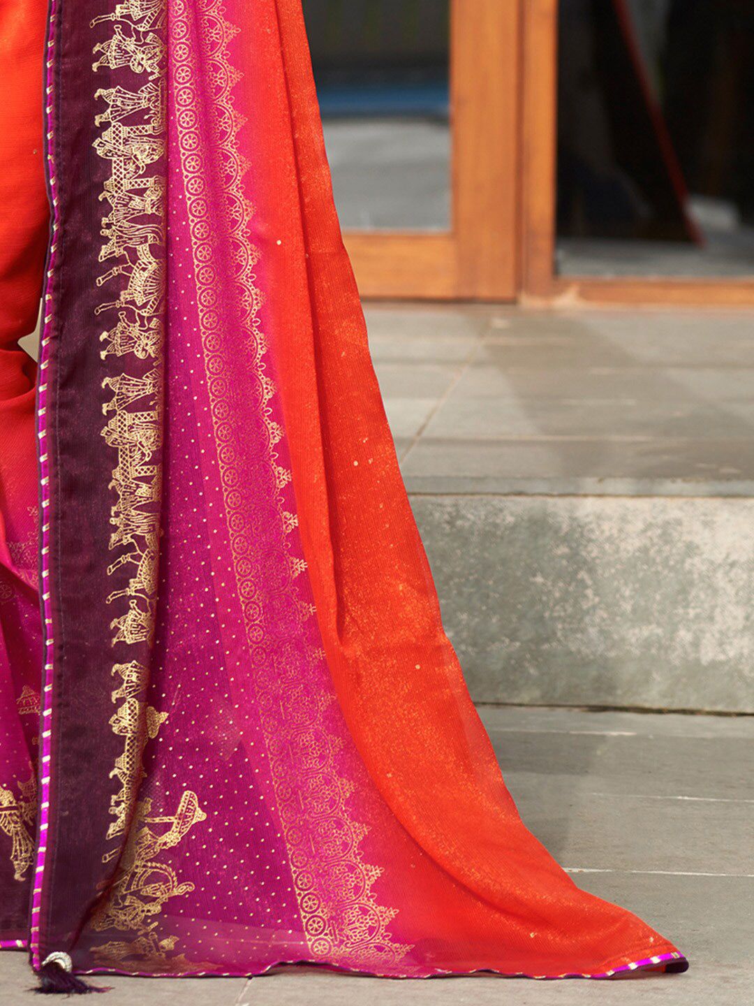 Saree mall Ethnic Motifs Zari Poly Chiffon Sarees