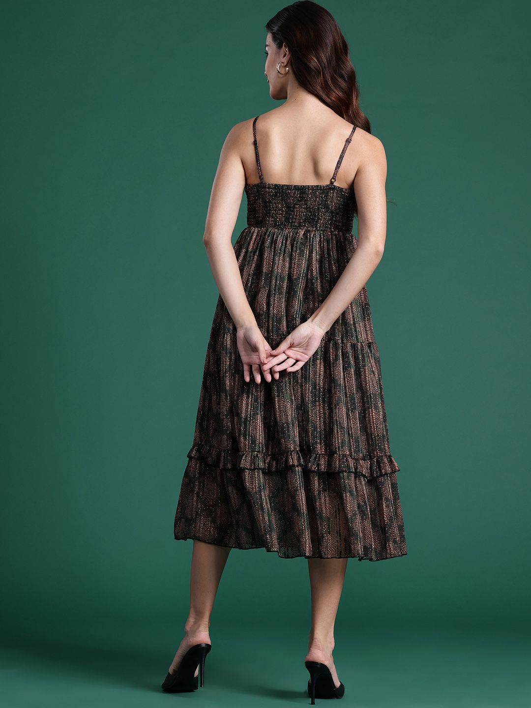 Dressberry dicetak pakaian midi A-line