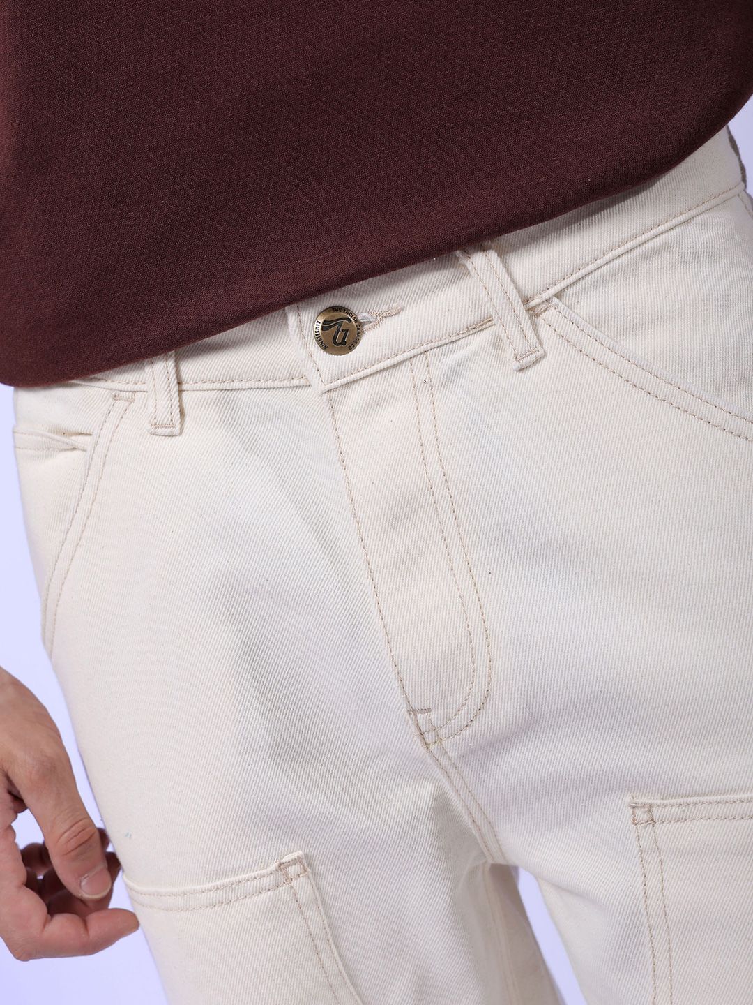 The Indian Garage Co Men White Relaxed Fit Clean Look Jeans