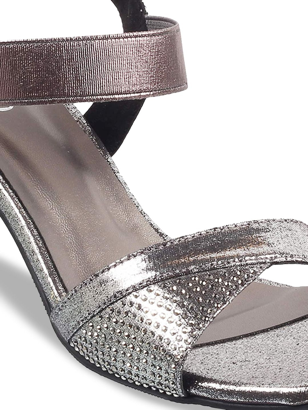 Metro  Women Grey Embellished Kitten Sandals