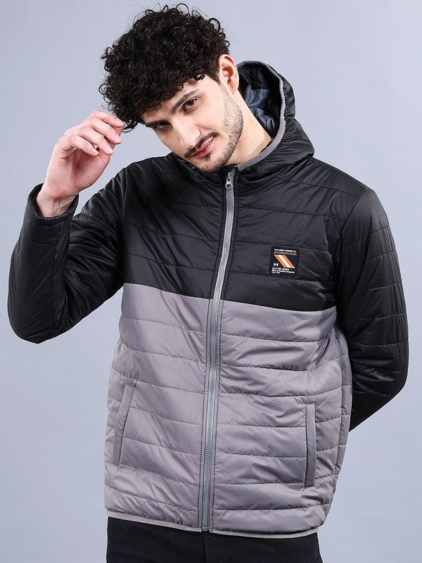 The Indian Garage Co Men Colourblock Regular Fit Hooded Puffer Jacket