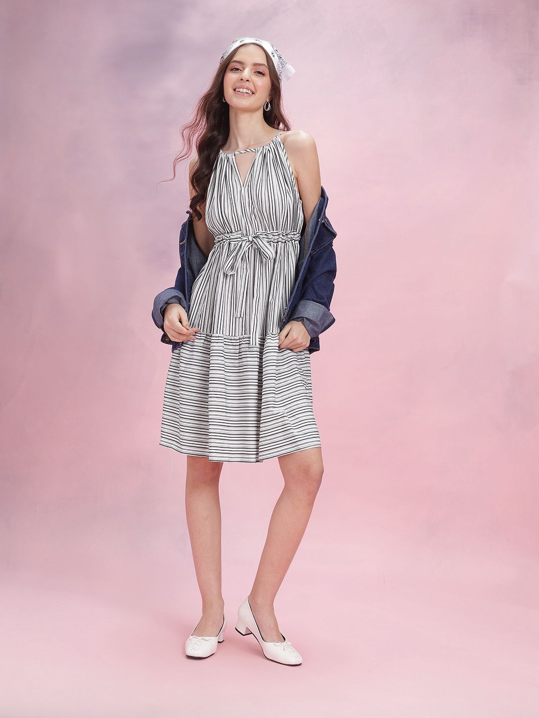 DressBerry Striped A-Line Dress