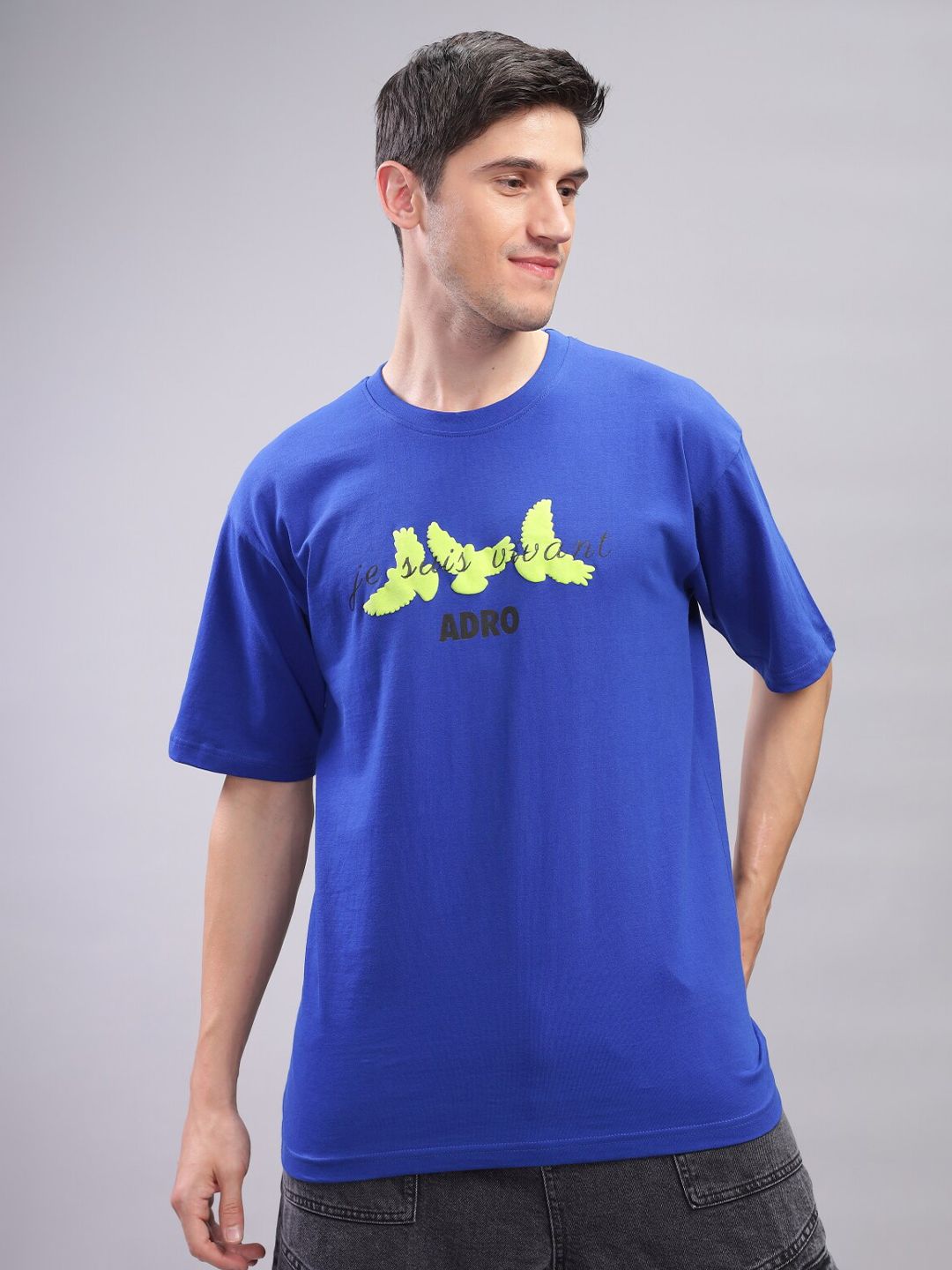 ADRO Men Typography Printed Applique T-shirt