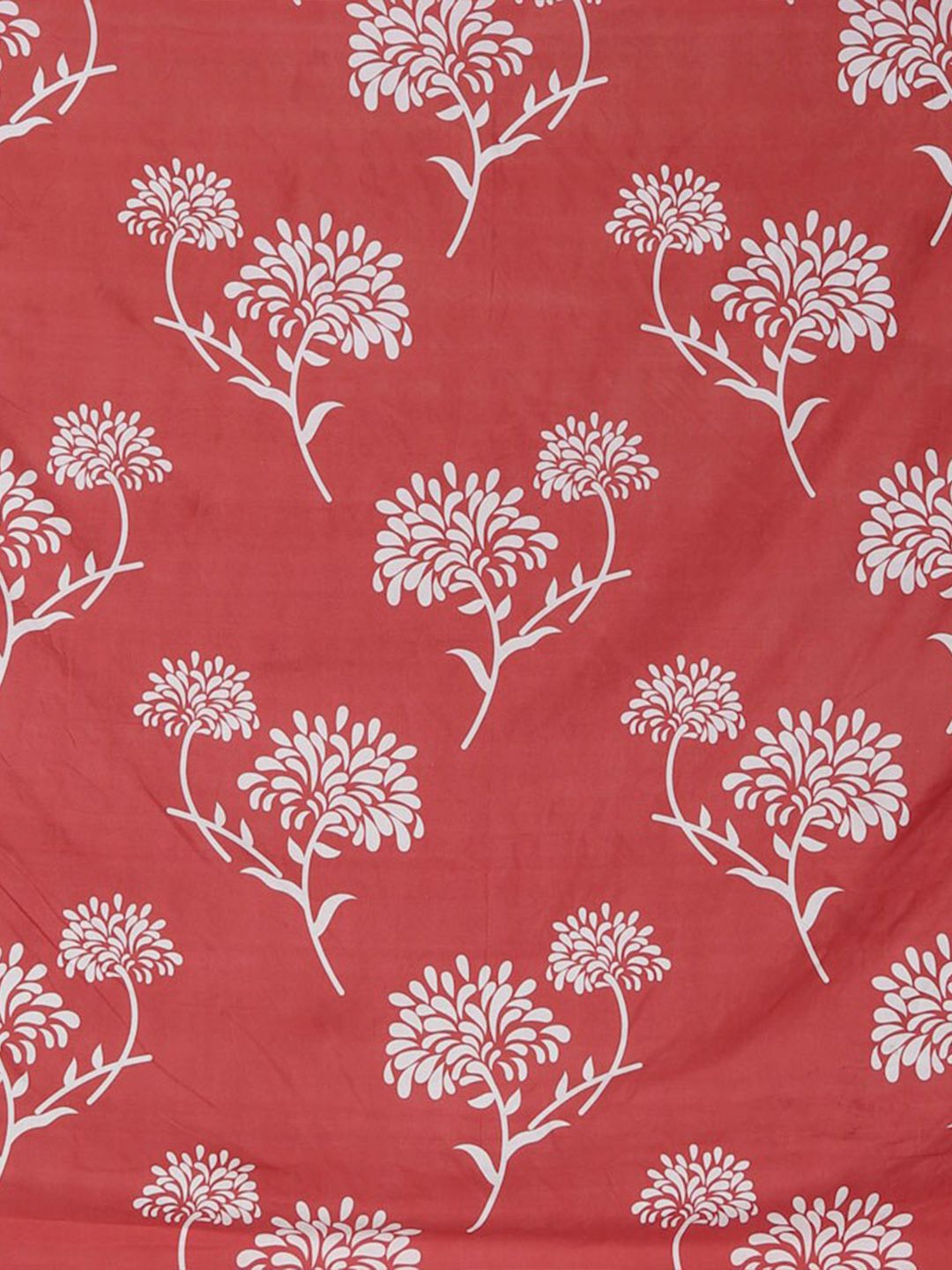 KLOTTHE Red Floral 300 TC King Size Fitted Bedsheet with 2 Pillow Covers