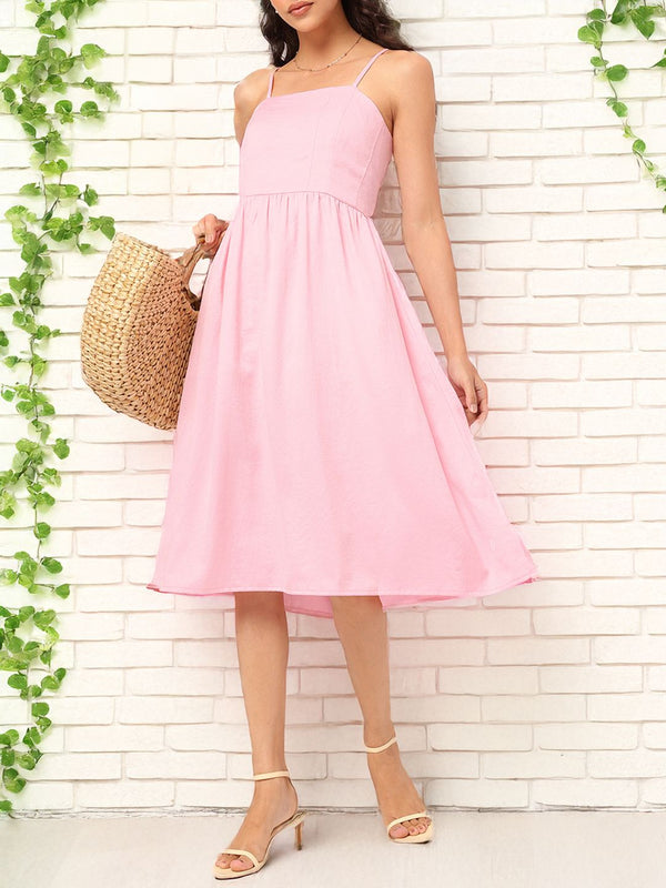 DressBerry Cottage Core Smocked A-Line Midi Dress