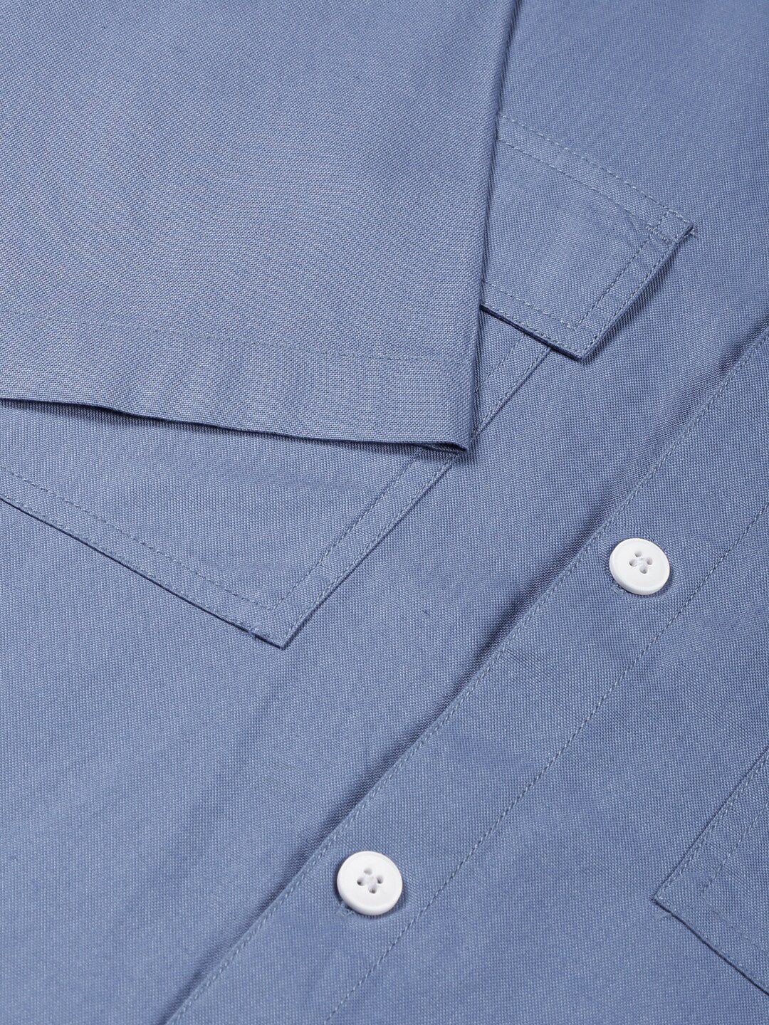 Thomas Scott Smart Spread Collar Short Sleeves Cotton Boxy Casual Shirt