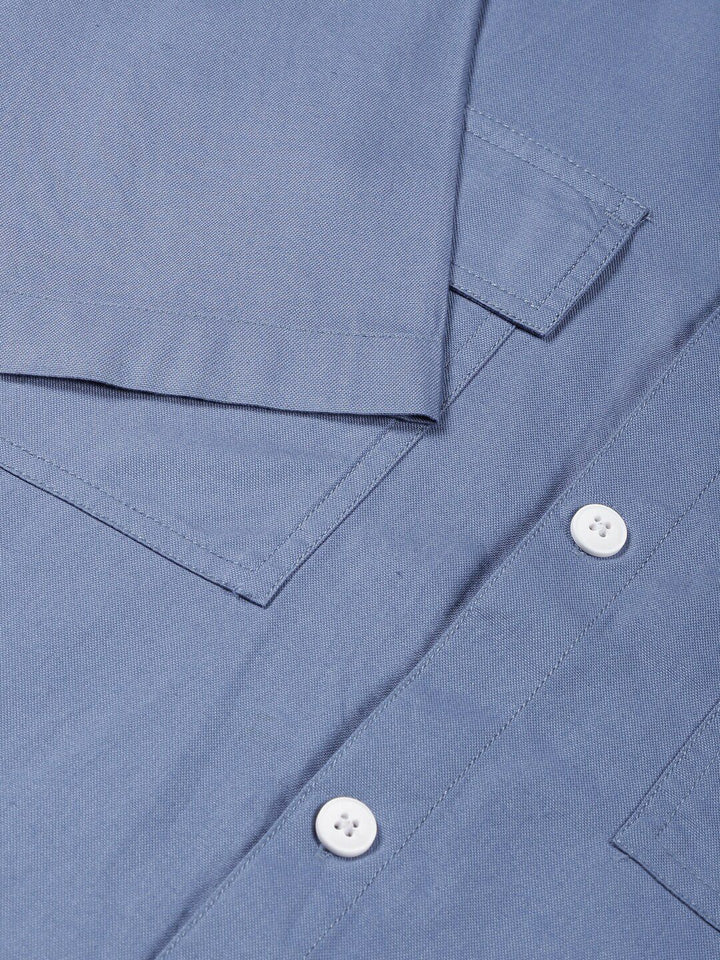 Thomas Scott Smart Spread Collar Short Sleeves Cotton Boxy Casual Shirt