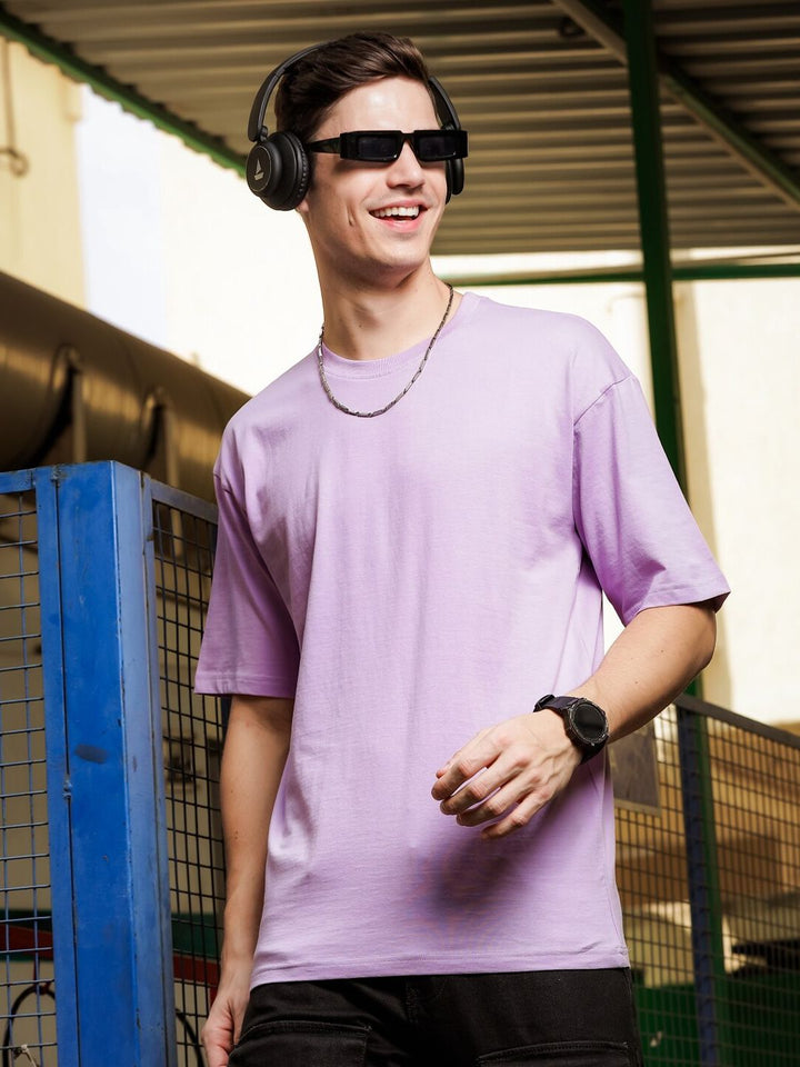 ADRO Round Neck Drop-Shoulder Sleeves Oversized Pure Cotton T-shirt
