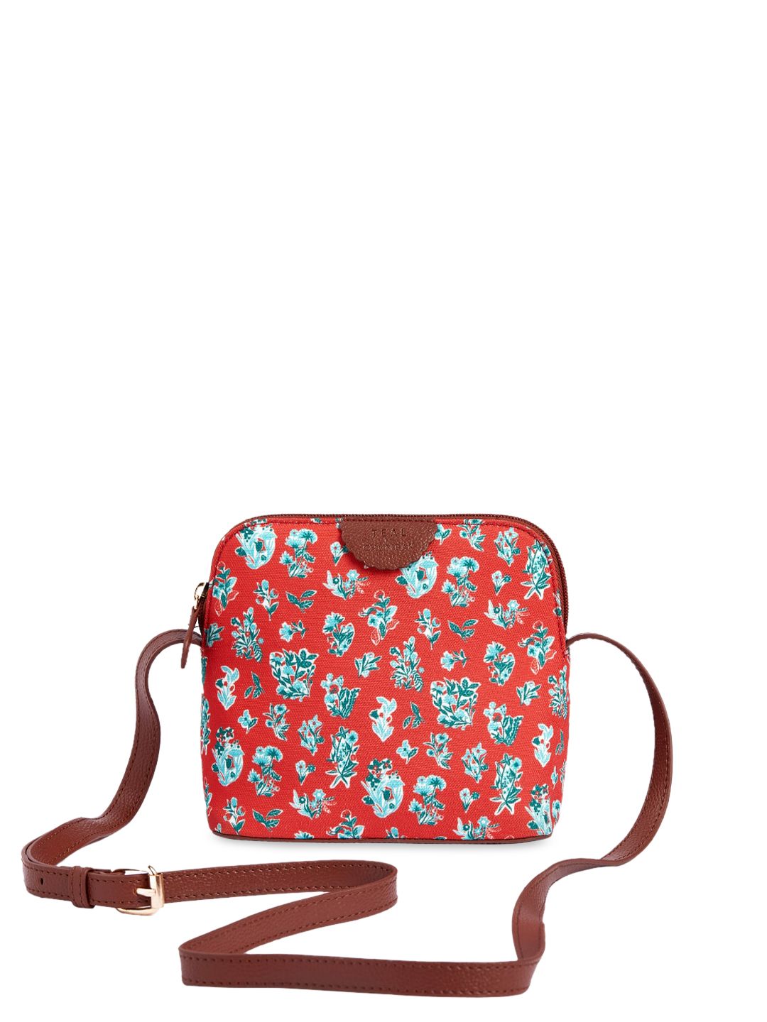 TEAL BY CHUMBAK Floral Printed Structured Sling Bag