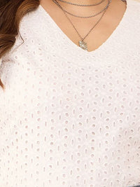 Berrylush Curve Flutter Sleeve Cotton Schiffli Plus Size Top