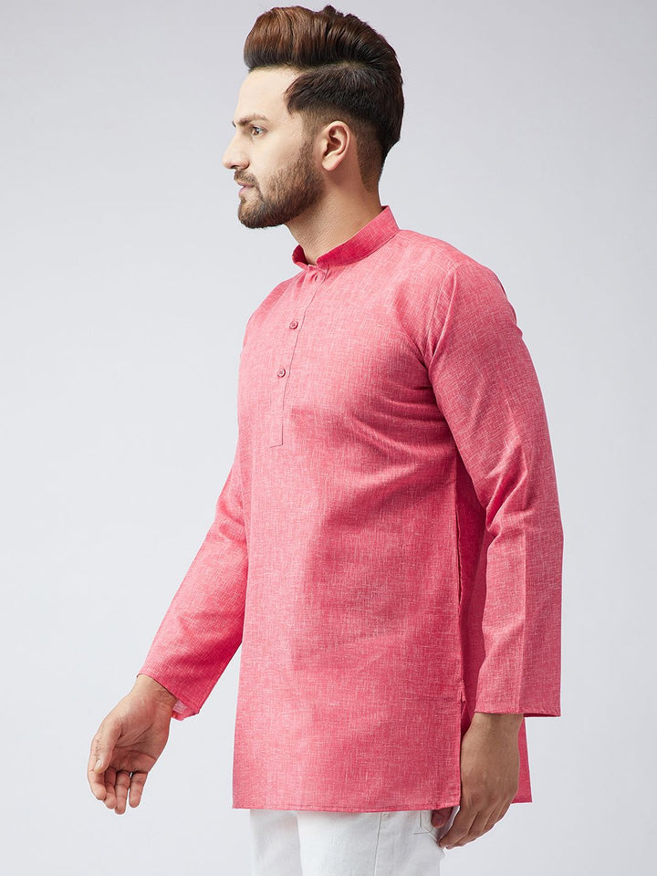 SOJANYA Men Red Woven Design Short Kurta