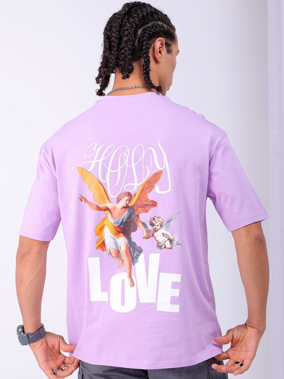 The Indian Garage Co Men Back Printed Boxy Oversized Round Neck T-shirt