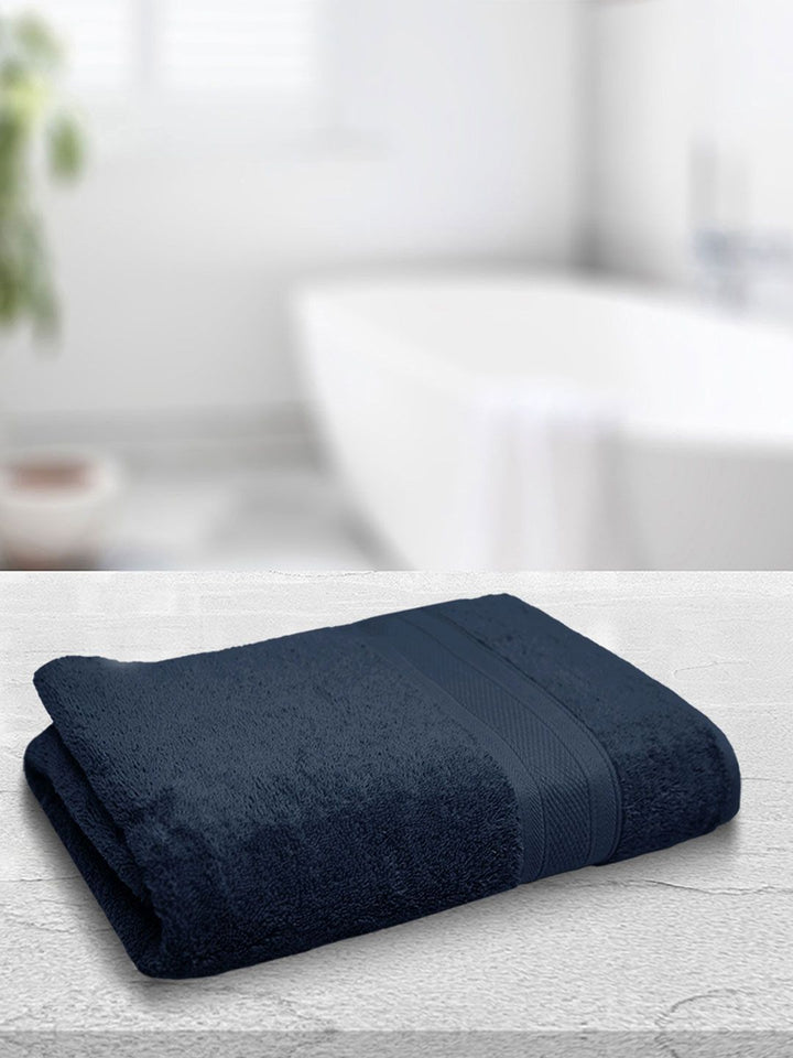 MYTRIDENT Navy Blue Solid Pure Cotton 500 GSM Soft  Plush Bath Towel