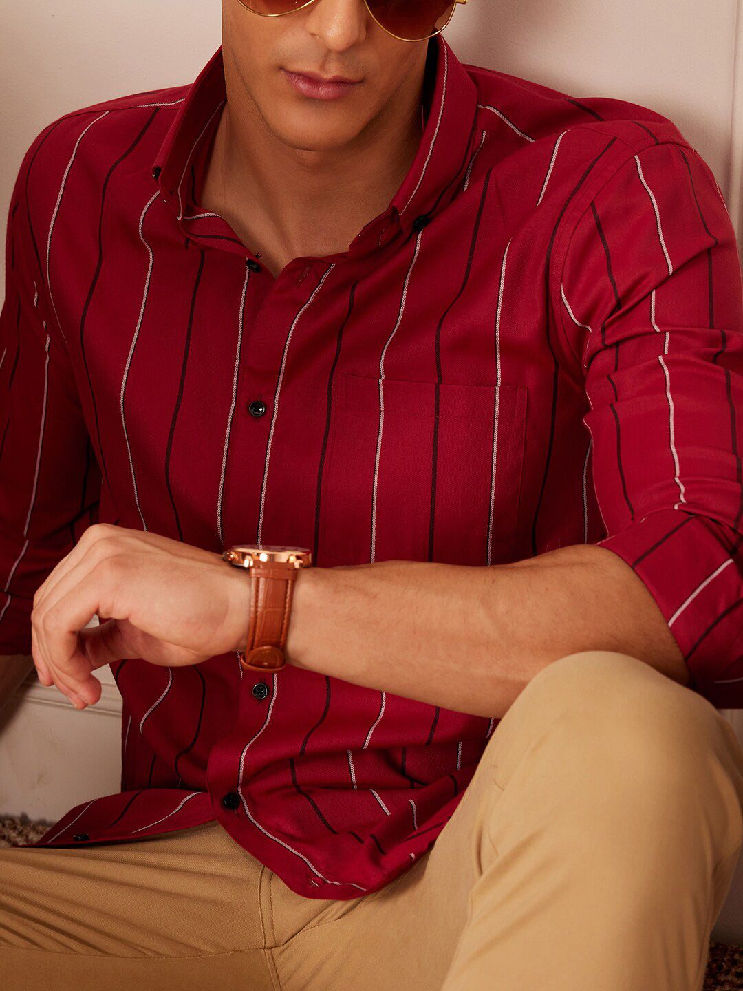 DENNISON Smart Striped Button-Down Collar Casual Shirt