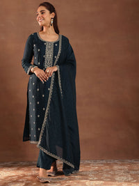 Libas Ethnic Motifs Embroidered Sequinned Kurta With Trousers & Dupatta