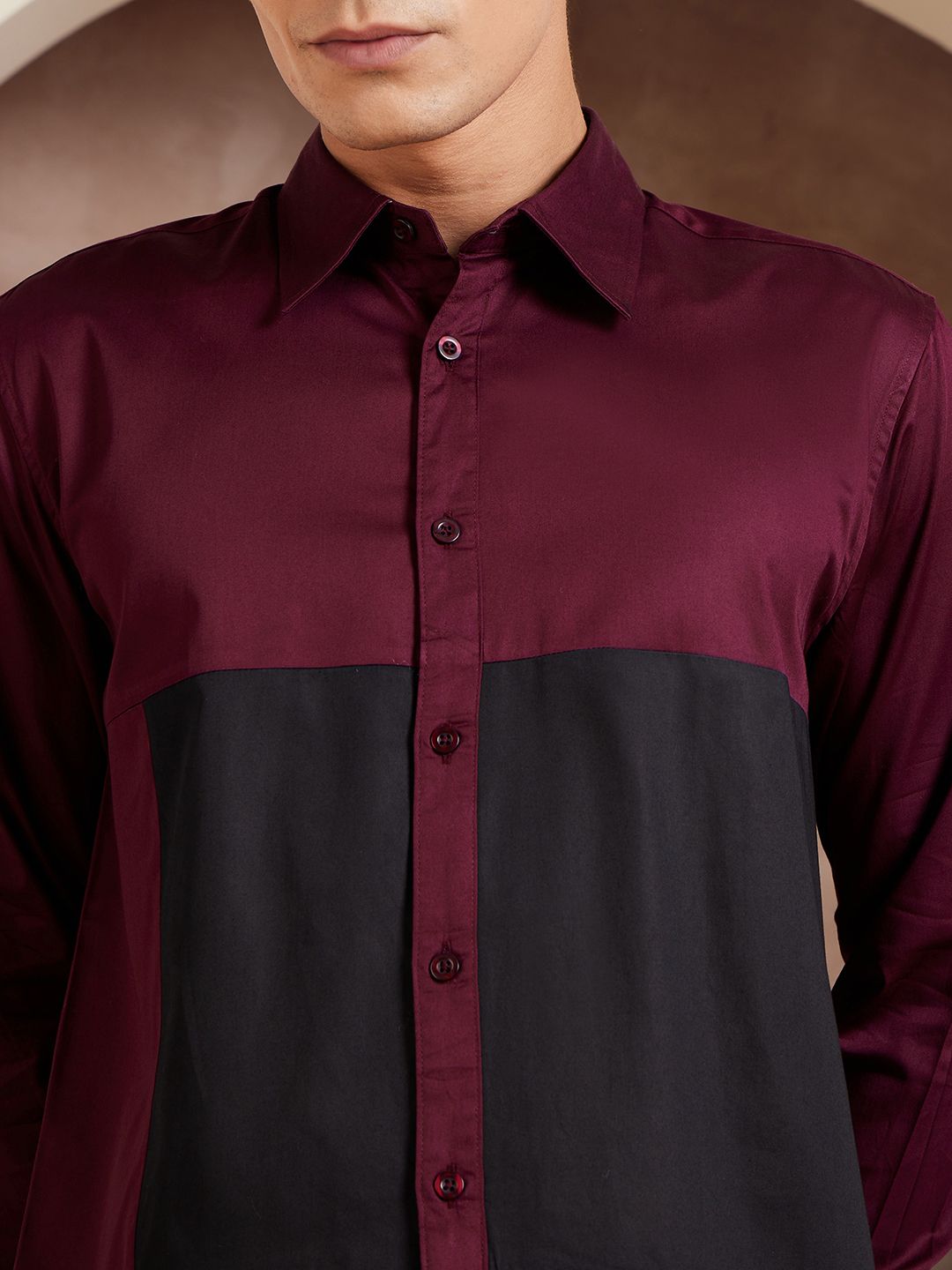 DENNISON Smart Colorblocked Cotton Casual Shirt