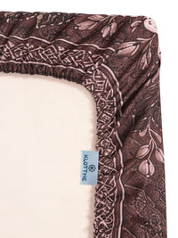 KLOTTHE Brown & Pink Floral 400 TC King Bedsheet with 2 Pillow Covers
