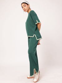 DressBerry The Knit Shift Contrast Edge Slit Hem Co-Ords