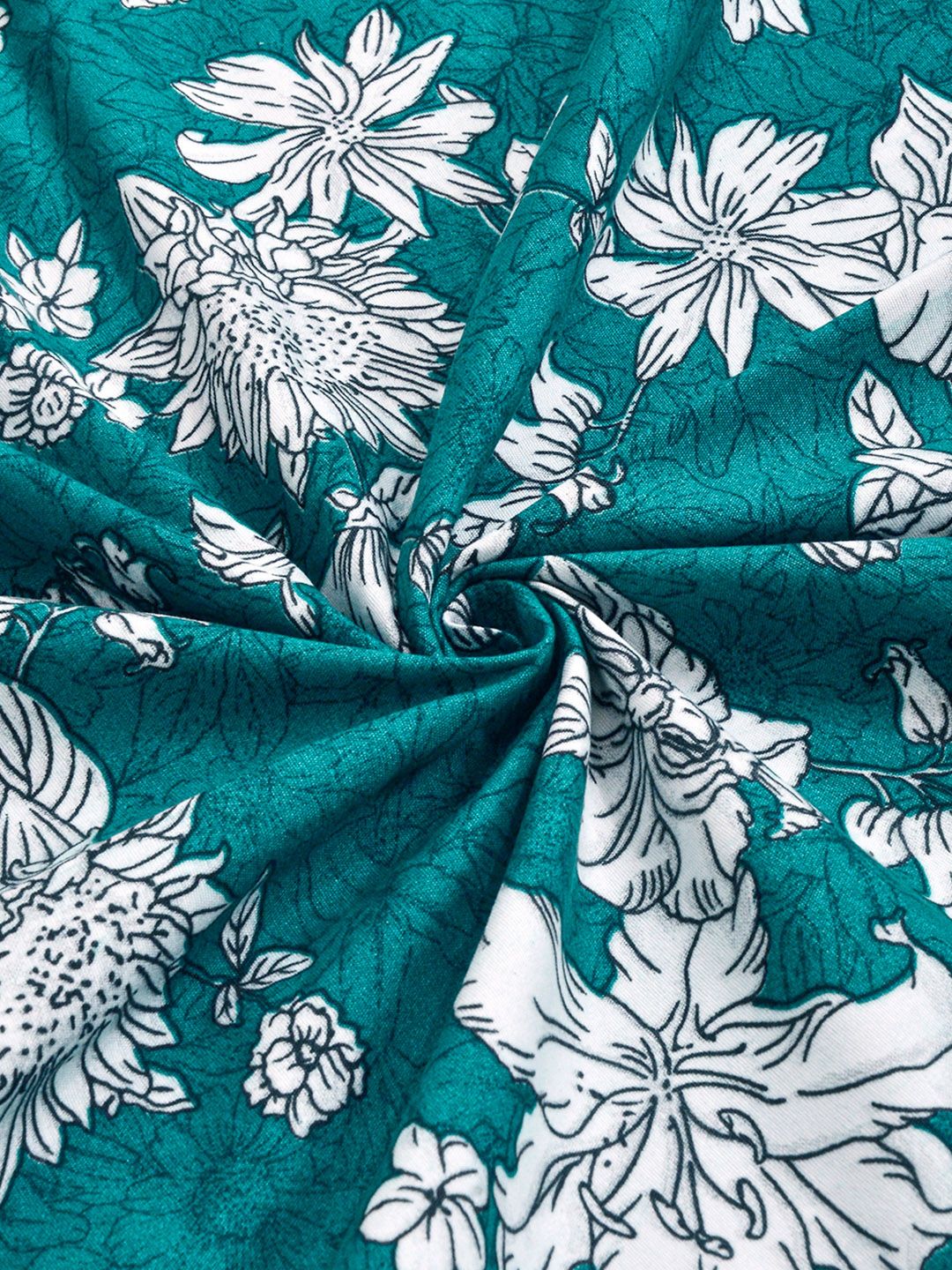 KLOTTHE Bercetak Hijau & Putih Cadar Single 300 TC Dengan Sarung Bantal-2.25 m x 1.5 m
