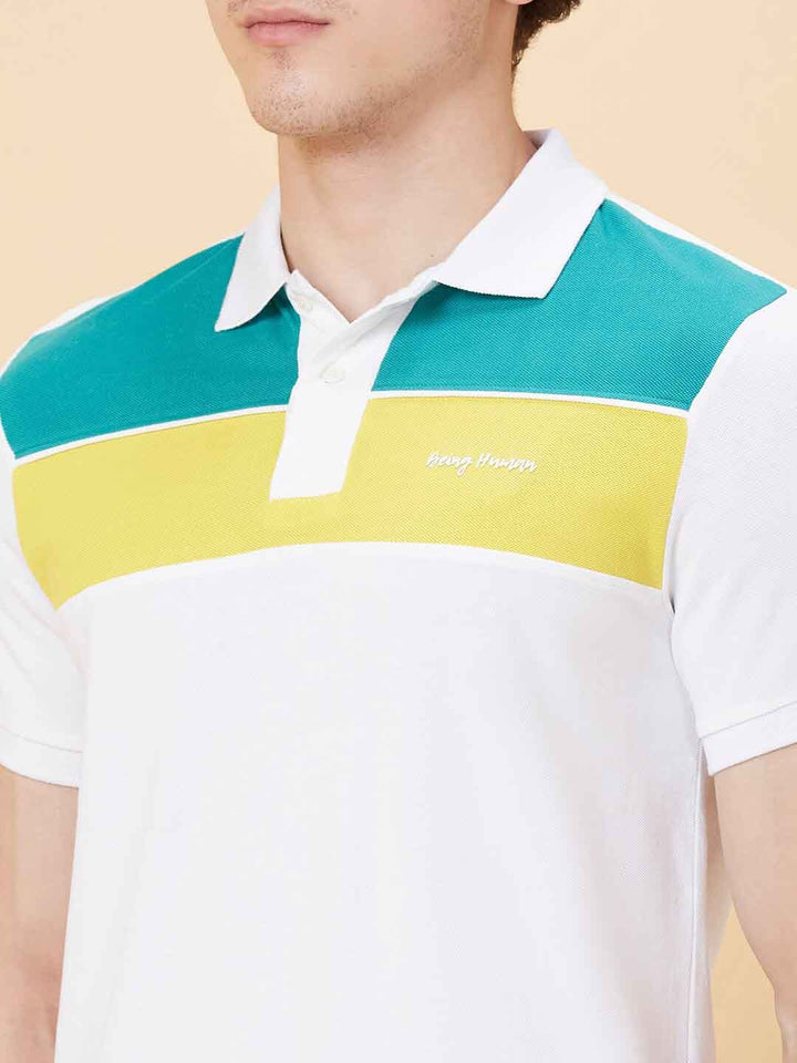 Being Human Colourblocked Polo Collar Cotton T-shirt