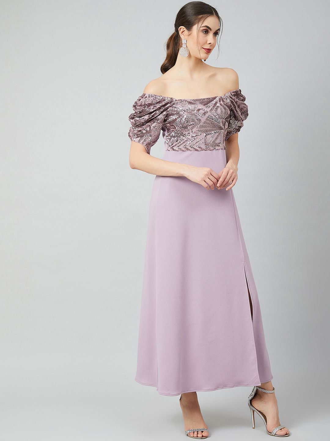 Athena Women Lavender Embellished Maxi Dress