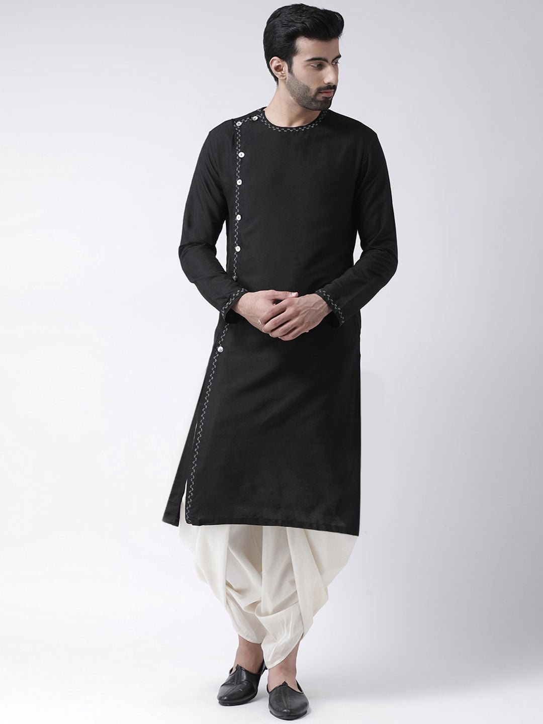 KISAH Men Cream-Coloured Solid Dhoti