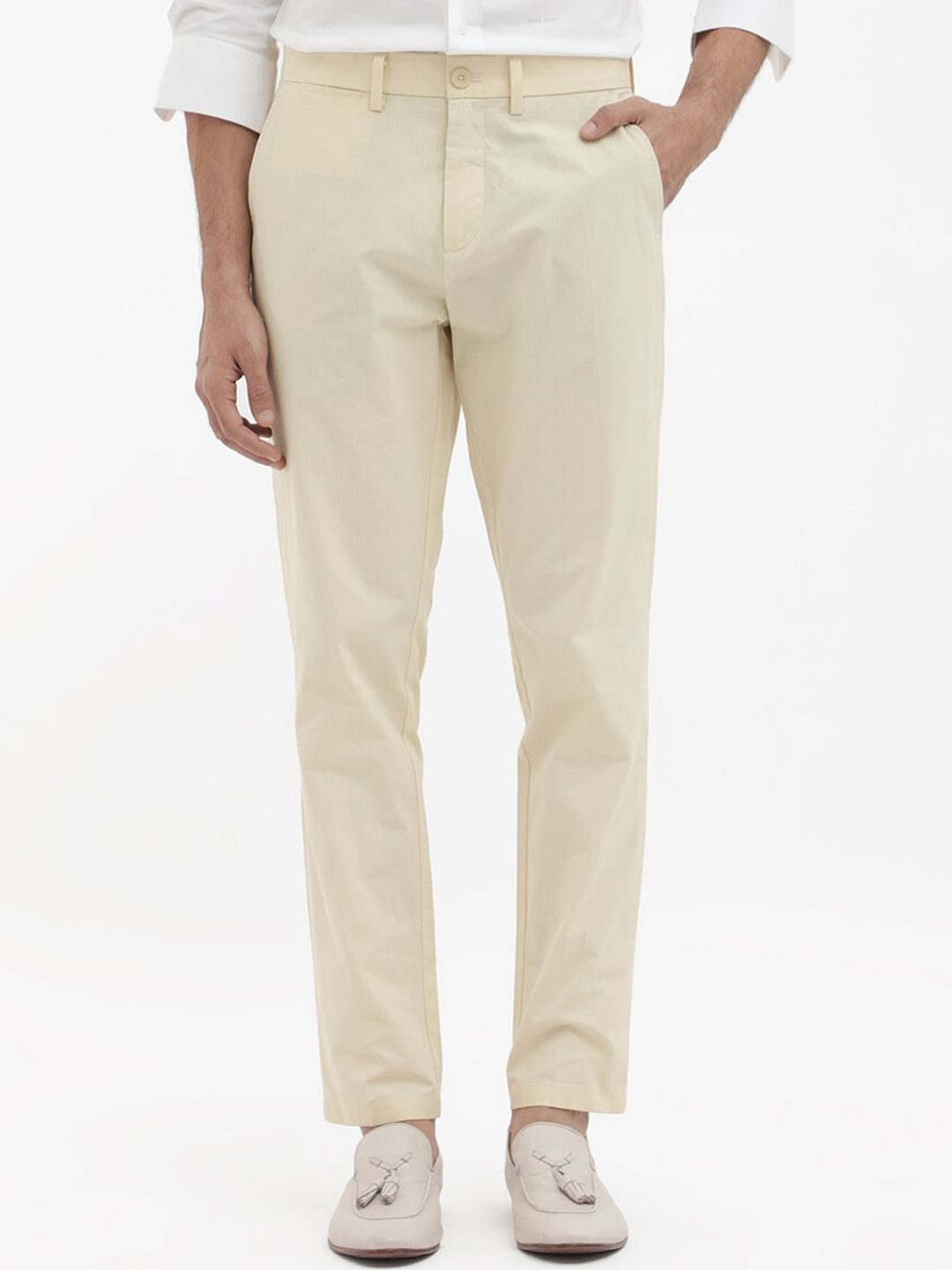 RARE RABBIT Harlow Mid-Rise Pure Cotton Regular Fit Trouser
