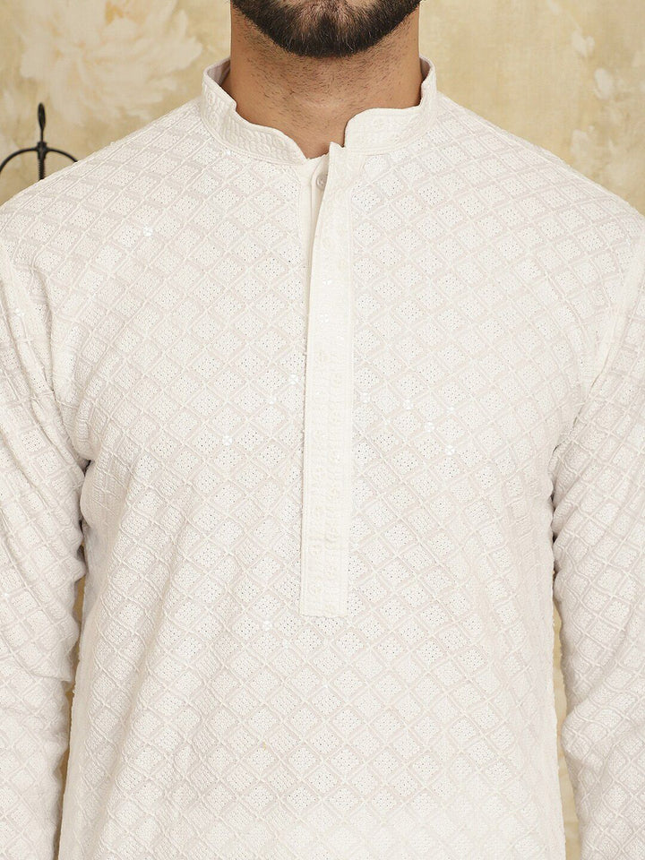 SOJANYA Ethnic Motifs Embroidered Sequinned Pure Cotton Kurta with Churidar