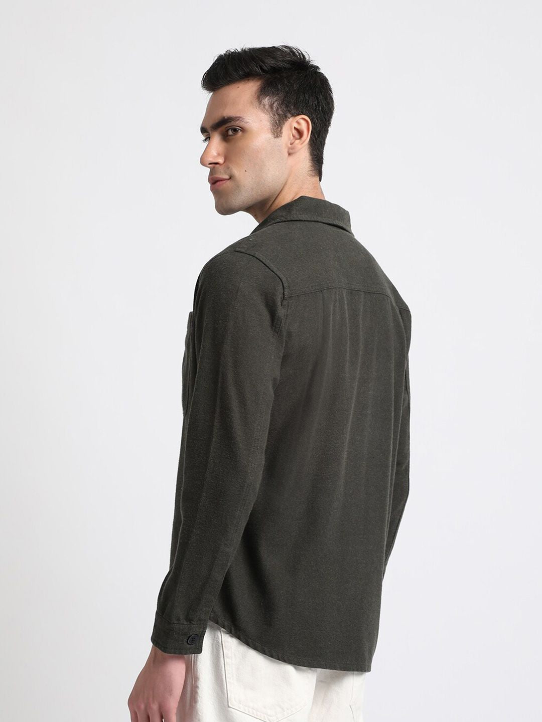 THE BEAR HOUSE Men Regular Fit Flannel Cotton Shacket