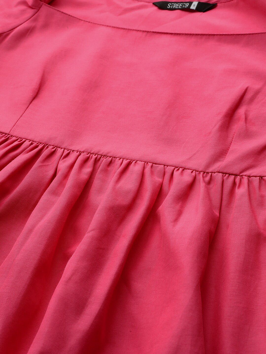 STREET 9 Fuchsia Square Neck Fit and Flare Dress