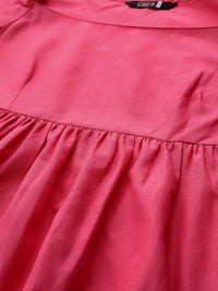 STREET 9 Fuchsia Square Neck Fit and Flare Dress